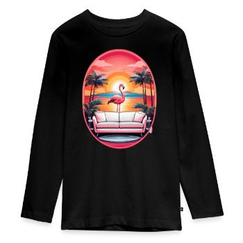 Canapé Flamingo - T-shirt manches longues Premium Ado - noir - Devant - AI Model Kid Female (0cm)