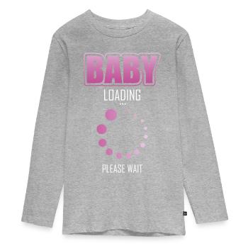 Bébé charge s’il vous plaît attendre cadeau pour la femme enceinte - T-shirt manches longues Premium Ado - gris chiné - Devant
