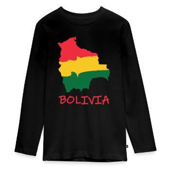 Bolivia - Teenager Premium Organic Long Sleeve Shirt - black - Front - AI Model Kid Female (0cm)