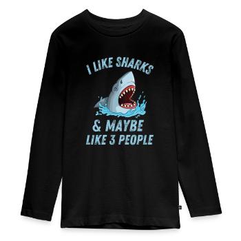 Ocean Animal Lovers Predator Funny Gift Shark - T-shirt manches longues Premium Ado - noir - Devant - AI Model Kid Female (0cm)