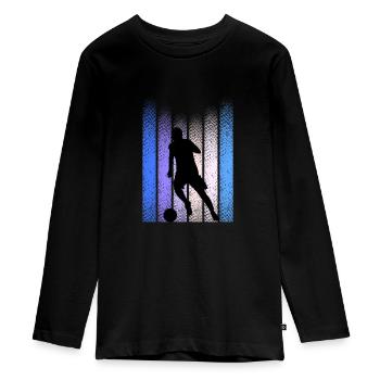 Vintage Retro Fußball - Teenager Premium Bio Langarmshirt - Schwarz - Vorne - AI Model Kid Female (0cm)