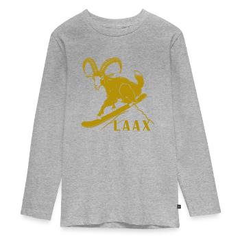 Laax Graubünden Steinbock Snowboard Switzerland - Teenager Premium Organic Long Sleeve Shirt - heather grey - Front
