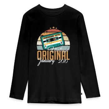 The Legends were born in January 2010 - Teenager Premium Organic Long Sleeve Shirt - black - Front - AI Model Kid Female (0cm)