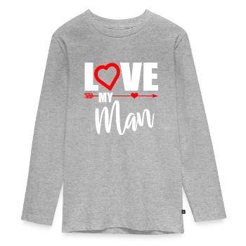 LOVE MY MAN - Valentine's Day - Teenager Premium Organic Long Sleeve Shirt - heather grey - Front