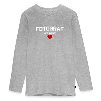 photographer - Teenager Premium Organic Long Sleeve Shirt - heather grey - Front