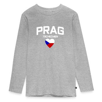 Prag Tschechien - Teenager Premium Bio Langarmshirt - Grau meliert - Vorne
