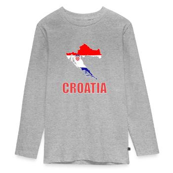 Croatie - T-shirt manches longues Premium Ado - gris chiné - Devant
