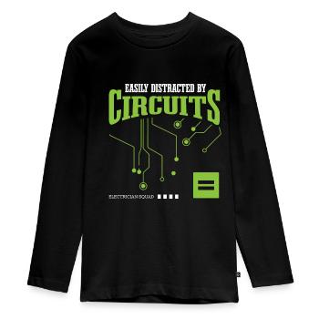 Distrait par les circuits Electrician Electric - T-shirt manches longues Premium Ado - noir - Devant - AI Model Kid Female (0cm)