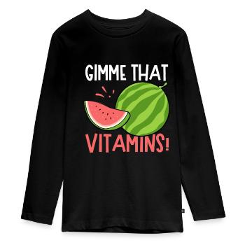 Pastèques tropicales Gimme Vitamins Ironic Summer - T-shirt manches longues Premium Ado - noir - Devant - AI Model Kid Female (0cm)
