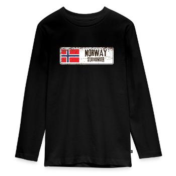 Stavanger, Norwegen - Teenager Premium Bio Langarmshirt - Schwarz - Vorne - AI Model Kid Female (0cm)