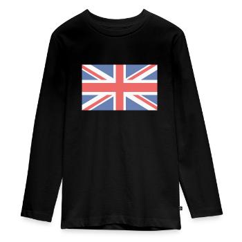 Union Jack UK Britain Flag - Teenager Premium Organic Long Sleeve Shirt - black - Front - AI Model Kid Female (0cm)