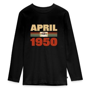 73e anniversaire Avril né en 1950 Idée cadeau - T-shirt manches longues Premium Ado - noir - Devant - AI Model Kid Female (0cm)