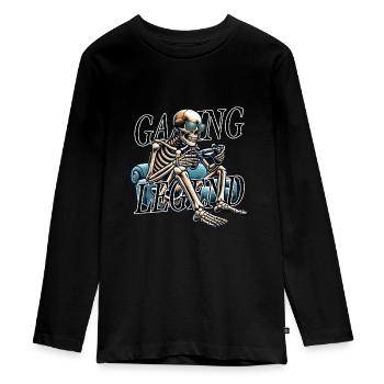 Gaming Consoles Virtual Reality Computer Skeleton - Teenager Premium Organic Long Sleeve Shirt - black - Front - AI Model Kid Female (0cm)