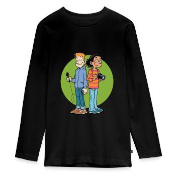 Teenager Premium Langarmshirt Reporter - Teenager Premium Bio Langarmshirt - Schwarz - Vorne - AI Model Kid Female (0cm)