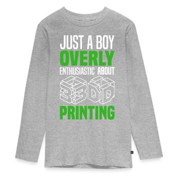 3D Drucken - Teenager Premium Bio Langarmshirt - Grau meliert - Vorne