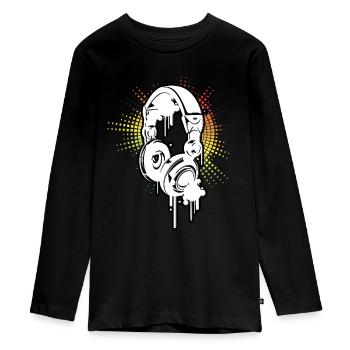 Casque de Musique DJ Equalizer aux Couleurs Reggae - T-shirt manches longues Premium Ado - noir - Devant - AI Model Kid Female (0cm)