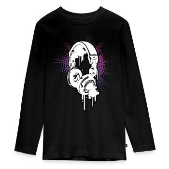 Casque de Musique DJ Equalizer Couleurs Electro - T-shirt manches longues Premium Ado - noir - Devant - AI Model Kid Female (0cm)