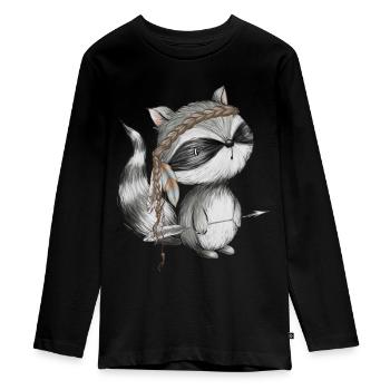 Waschbear Racoon Woodland Waldtiere Forest - T-shirt manches longues Premium Ado - noir - Devant - AI Model Kid Female (0cm)