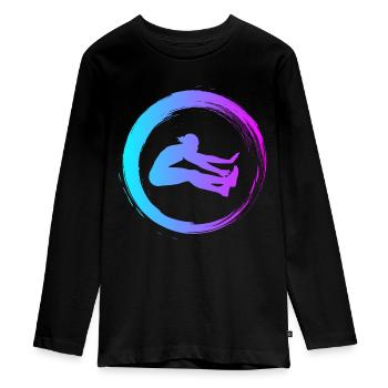Sporty Hobby Leidenschaft Weitsprung - Teenager Premium Bio Langarmshirt - Schwarz - Vorne - AI Model Kid Female (0cm)