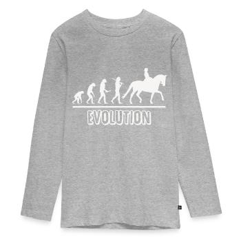 Reiter Evolution - Reiten - Pferd - Teenager Premium Bio Langarmshirt - Grau meliert - Vorne