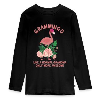Flamingo Großmutter beste lustige Oma - Teenager Premium Bio Langarmshirt - Schwarz - Vorne - AI Model Kid Female (0cm)