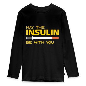 Diabetes möge das Insulin mit Ihnen sein - Teenager Premium Bio Langarmshirt - Schwarz - Vorne - AI Model Kid Female (0cm)