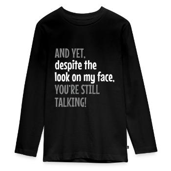Drôle offensive de sarcasme disant collègue - T-shirt manches longues Premium Ado - noir - Devant - AI Model Kid Female (0cm)