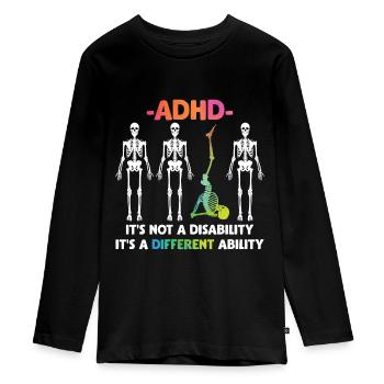 ADHS Keine Behinderung besondere Fähigkeiten - Teenager Premium Bio Langarmshirt - Schwarz - Vorne - AI Model Kid Female (0cm)
