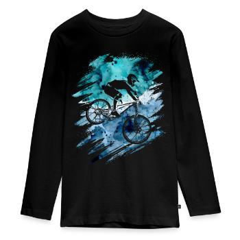 Vintage Mountainbike Natur Downhill Fahrrad - Teenager Premium Bio Langarmshirt - Schwarz - Vorne - AI Model Kid Female (0cm)