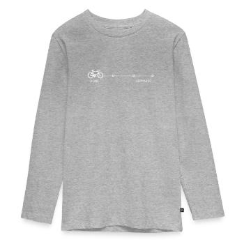 Radeln Sie zum Glück - Teenager Premium Bio Langarmshirt - Grau meliert - Vorne