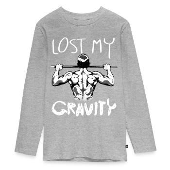 Calisthenics Workout Fitness chin-ups - Teenager Premium Organic Long Sleeve Shirt - heather grey - Front
