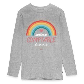 Meilleure comptable du monde - T-shirt manches longues Premium Ado - gris chiné - Devant