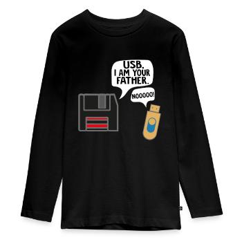 Les programmeurs Nerd USB Je suis ton père - T-shirt manches longues Premium Ado - noir - Devant - AI Model Kid Female (0cm)
