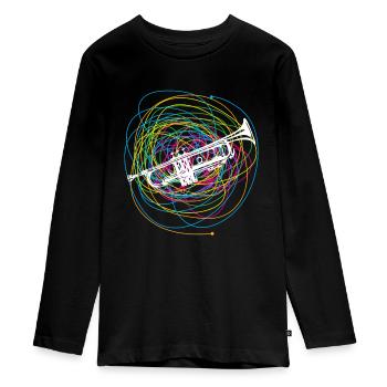 Trompeter Trompeter Geschenkidee Jazz Art - Teenager Premium Bio Langarmshirt - Schwarz - Vorne - AI Model Kid Female (0cm)