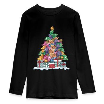 Poisson pêcheur pêchant pour le cadeau de Noël - T-shirt manches longues Premium Ado - noir - Devant - AI Model Kid Female (0cm)