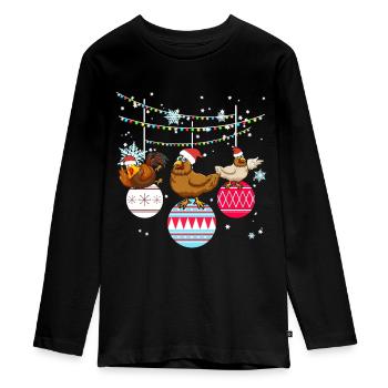 Huhn Hühner Hühnerstall Weihnachten Geschenk - Teenager Premium Bio Langarmshirt - Schwarz - Vorne - AI Model Kid Female (0cm)