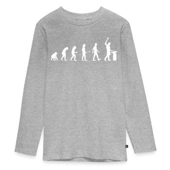 Cadeau de forgeron homme évolution - T-shirt manches longues Premium Ado - gris chiné - Devant
