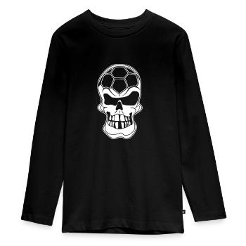 Handball Totenkopf Sporthalle Mannschaft Geschenk - Teenager Premium Bio Langarmshirt - Schwarz - Vorne - AI Model Kid Female (0cm)