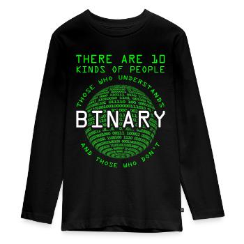 Programmer Coder Computer scientist Nerd Geek Binary - Teenager Premium Organic Long Sleeve Shirt - black - Front - AI Model Kid Female (0cm)