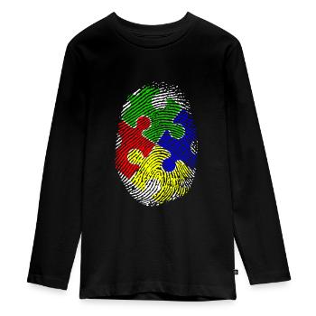 Empreintes digitales - T-shirt manches longues Premium Ado - noir - Devant - AI Model Kid Female (0cm)