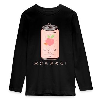 Japan Peach Soft Drink Aesthetic Kawaii Gift - Teenager Premium Organic Long Sleeve Shirt - black - Front - AI Model Kid Female (0cm)