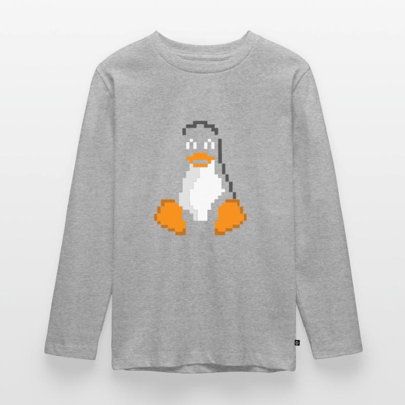 Linux Pinguin Pixel Art Sys Admins Computer Hacker Teenager Premium Bio Langarmshirt
