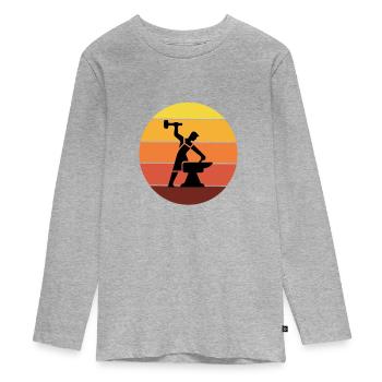 Vintage Retro Blacksmith Metalsmith Metal Worker - Teenager Premium Organic Long Sleeve Shirt - heather grey - Front