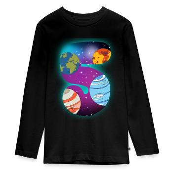 WELTRAUM 5 GEBURTSTAG 5 Jahre 5 Geburtstag - Teenager Premium Bio Langarmshirt - Schwarz - Vorne - AI Model Kid Female (0cm)