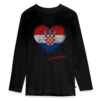 Croatia - Teenager Premium Bio Langarmshirt - Schwarz - Vorne - AI Model Kid Female (0cm)