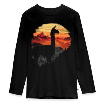 Alpaga Lama Andes Amérique du Sud - T-shirt manches longues Premium Ado - noir - Devant - AI Model Kid Female (0cm)