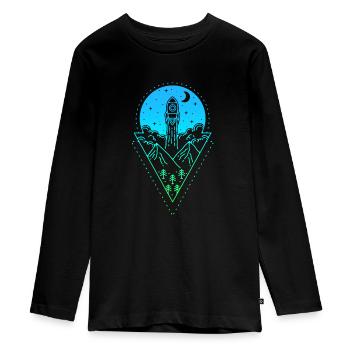 Espace lunaire de lancement de fusée minimal simple - T-shirt manches longues Premium Ado - noir - Devant - AI Model Kid Female (0cm)