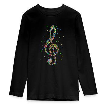 Musiker Violinschlüssel Notenschlüssel Musik - Teenager Premium Bio Langarmshirt - Schwarz - Vorne - AI Model Kid Female (0cm)