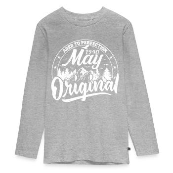 May 1940 Birthday May 1940 Gift May 1940 May - Teenager Premium Organic Long Sleeve Shirt - heather grey - Front