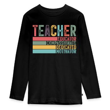 Enseignant - T-shirt manches longues Premium Ado - noir - Devant - AI Model Kid Female (0cm)